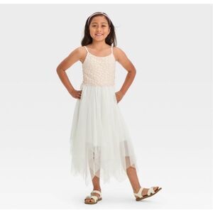 Zenzi Girls Sleeveless Embroidered Dress Ivory White Spaghetti Strap Size 14 ( X